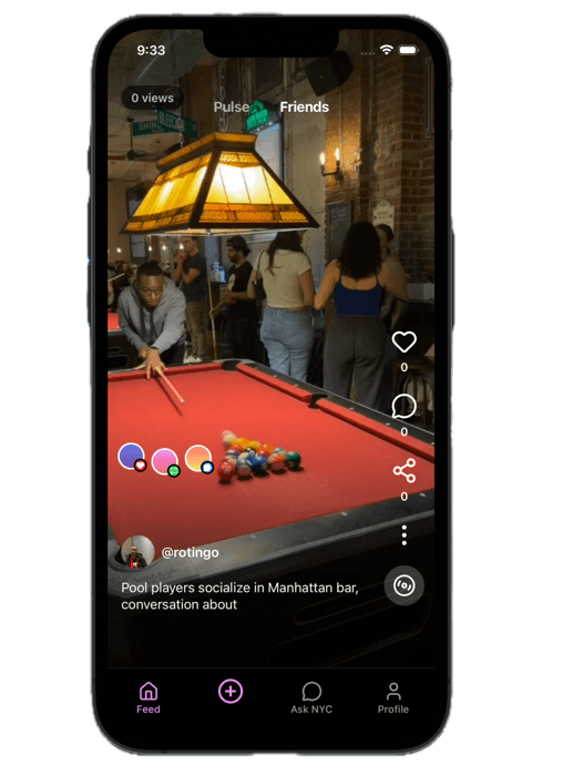 Friends socializing at pool table